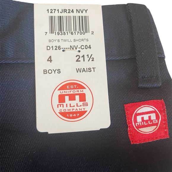 Mills Uniform Boys Navy Twill Shorts New- Size 4 - Picture 3 of 9